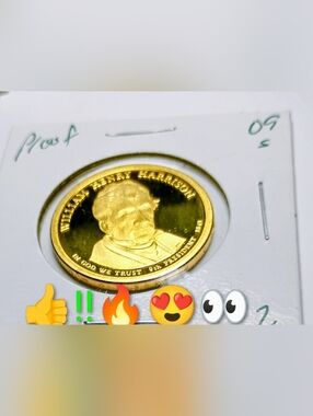 William Henry Harrison Presidential  Proof Coin - Gold Tone